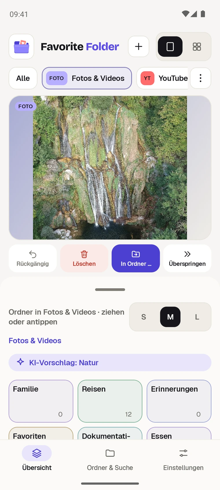 Favorite Folder: Foto mit KI-Vorschlag Natur und Ordnerauswahl